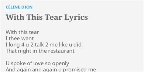 with this tear lyrics